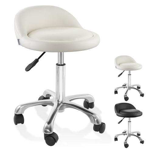 Rolling Adjustable Hydraulic Salon Stool with Low Backrest